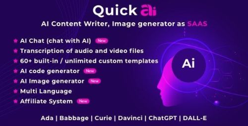 اطلاعات بیشتر در مورد "اسکریپت تولید محتوا با هوش مصنوعی QuickAI OpenAI"