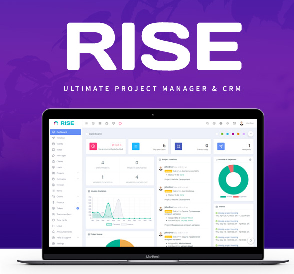 اسکریپت سیستم مدیریت پروژه و ارتباط با مشتری RISE CRM